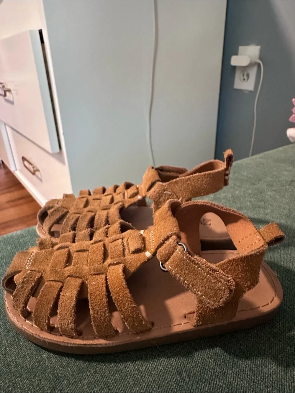 Zara Kids Tan Suede Woven Fisherman Sandals